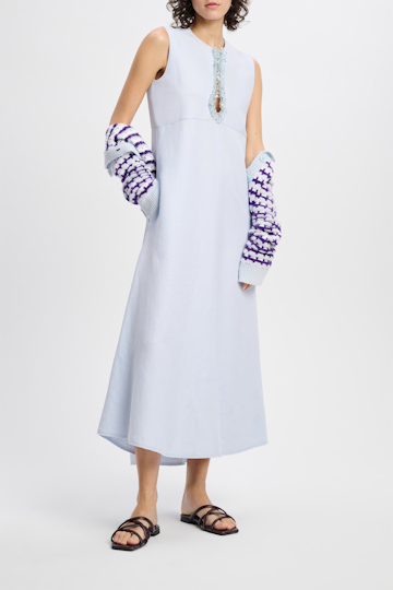 Dorothee Schumacher Kleid aus Leinenmix mit Embroidery soft blue