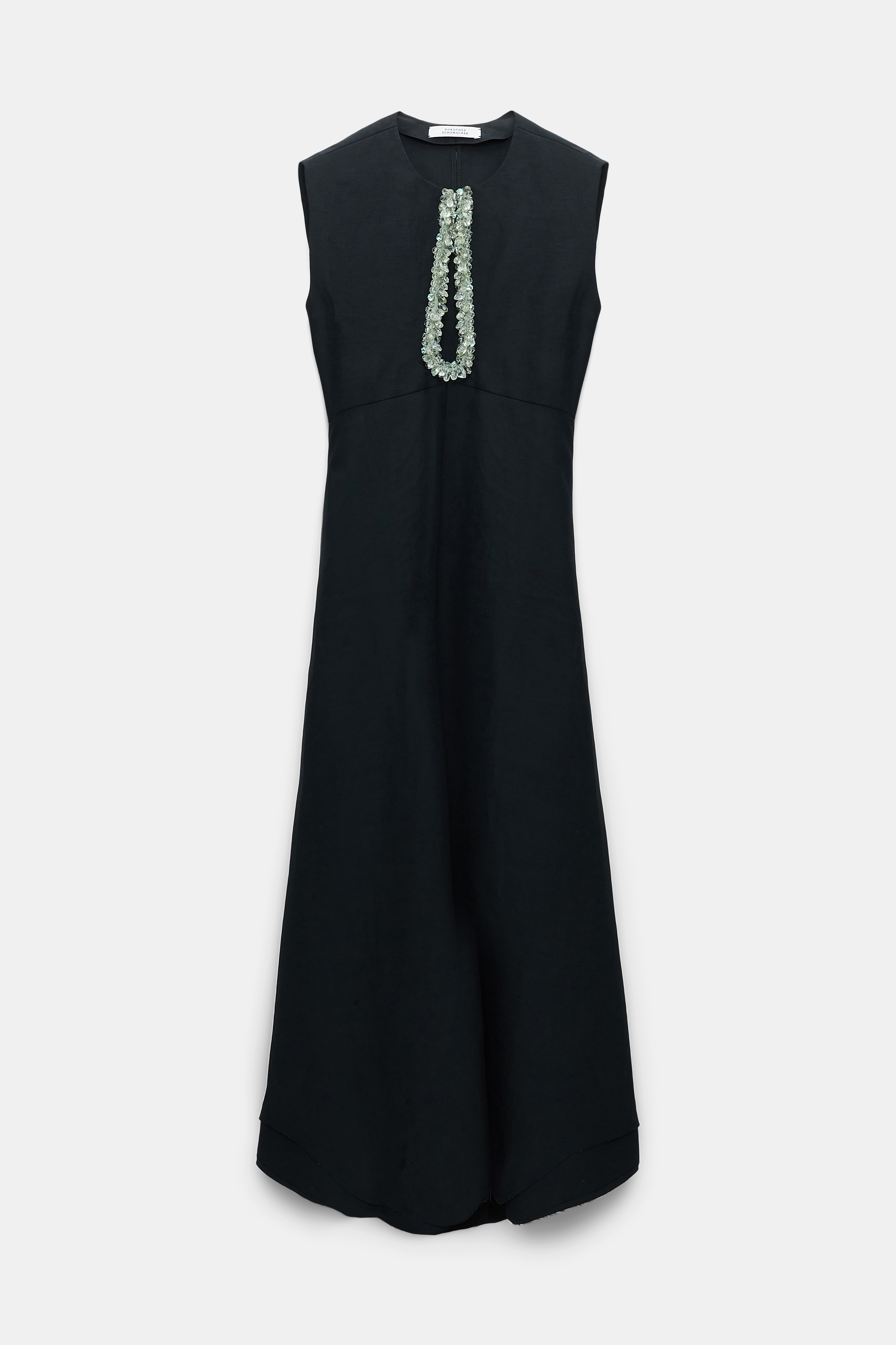 Dorothee Schumacher Linen blend dress with embroidered cutout pure black