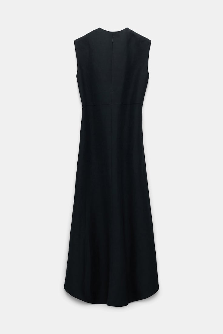 Dorothee Schumacher Linen blend dress with embroidered cutout pure black