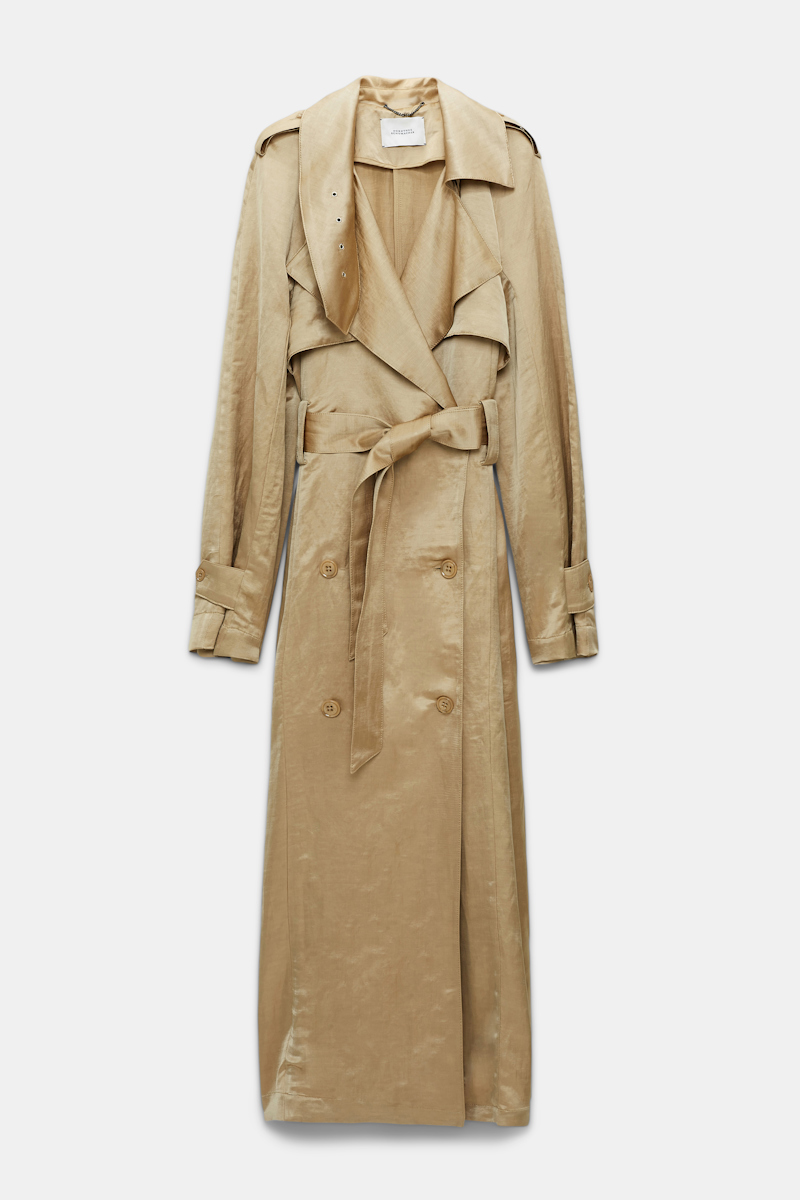 Shop Dorothee Schumacher Slouchy, Double-breasted Trench Coat In Beige