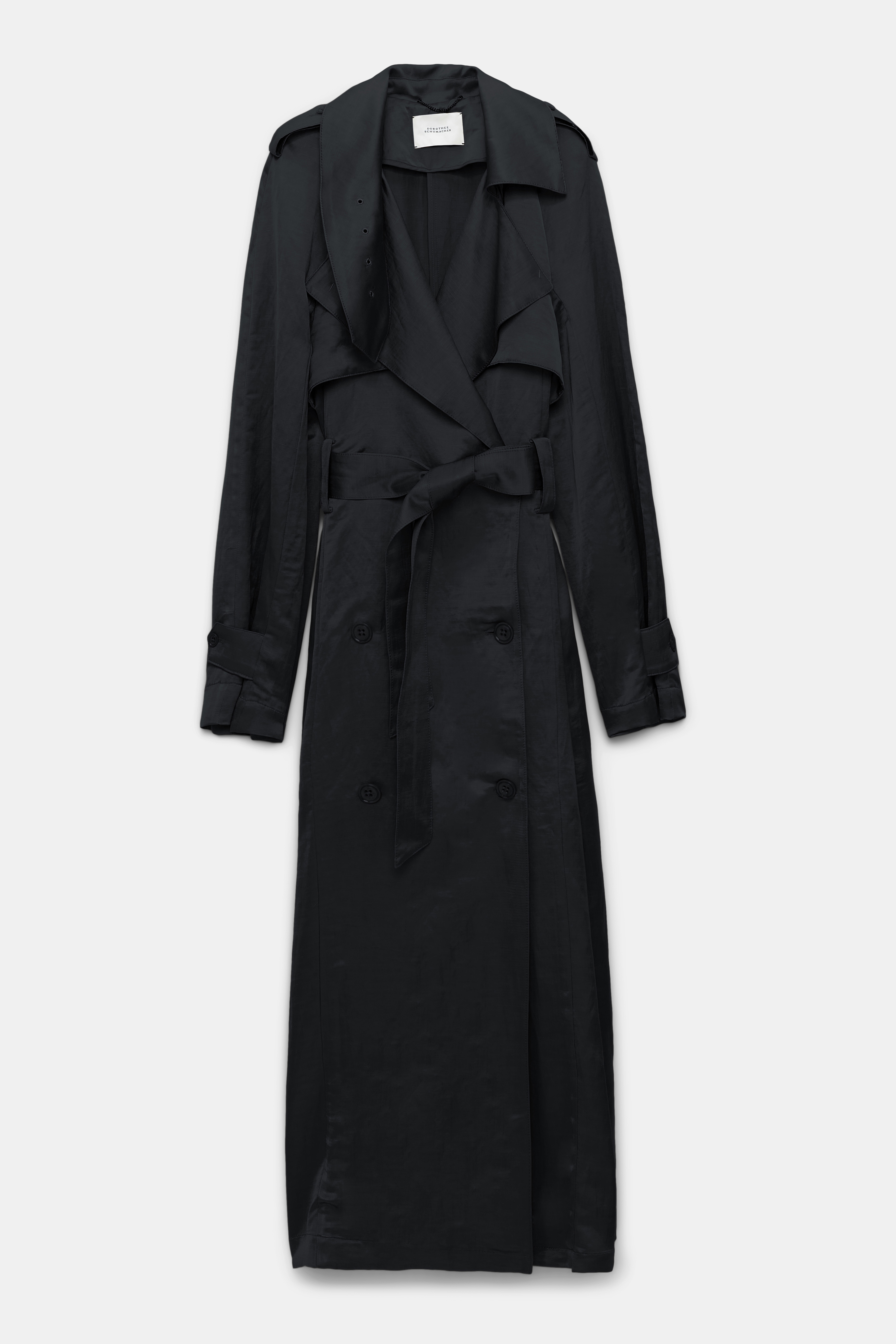 Dorothee Schumacher Slouchy, double-breasted trench coat pure black