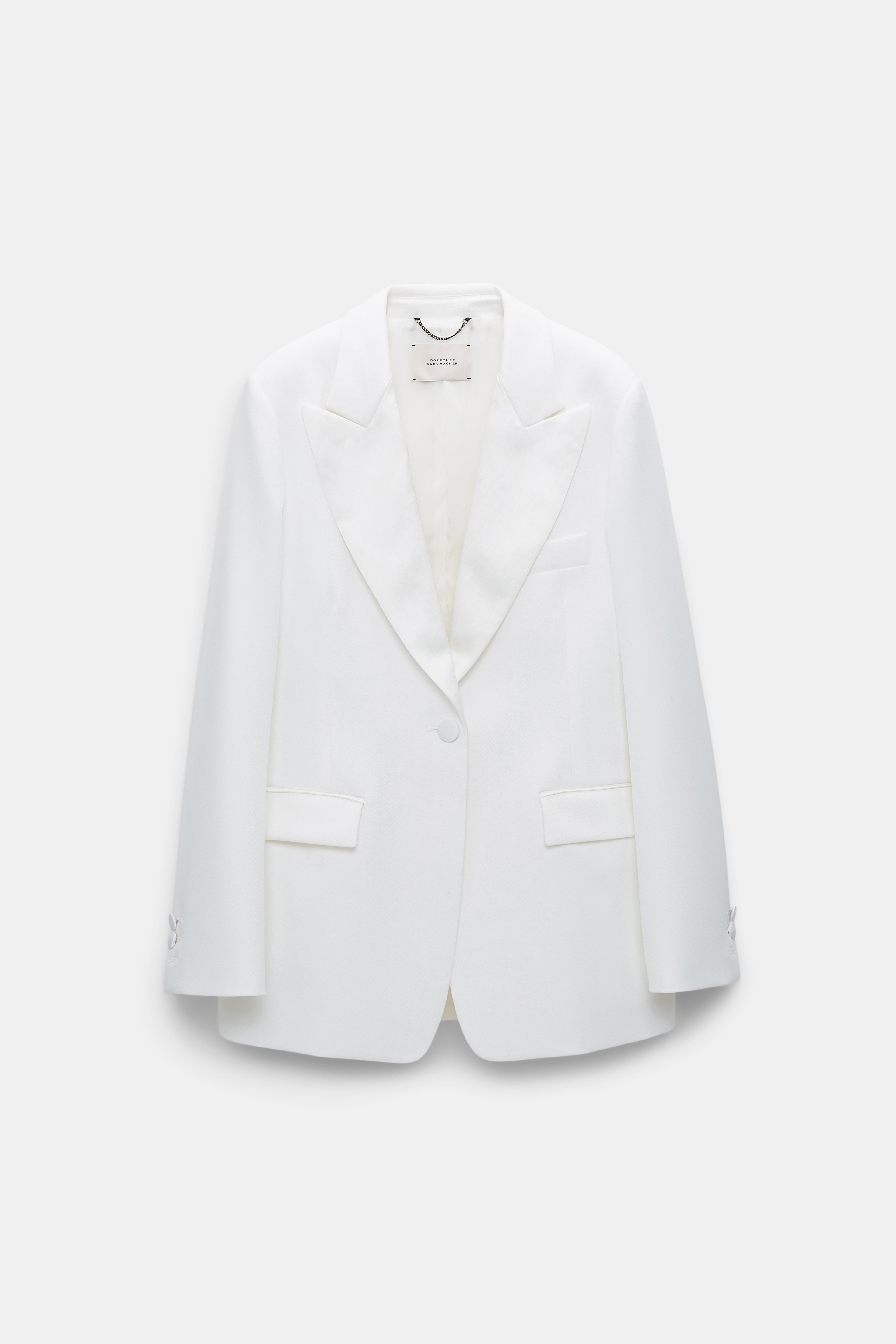 Dorothee Schumacher Smoking-Blazer mit Reverskragen aus Satin light cream