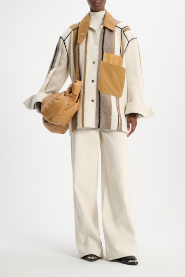 Dorothee Schumacher Jacket with leather details cream stripes