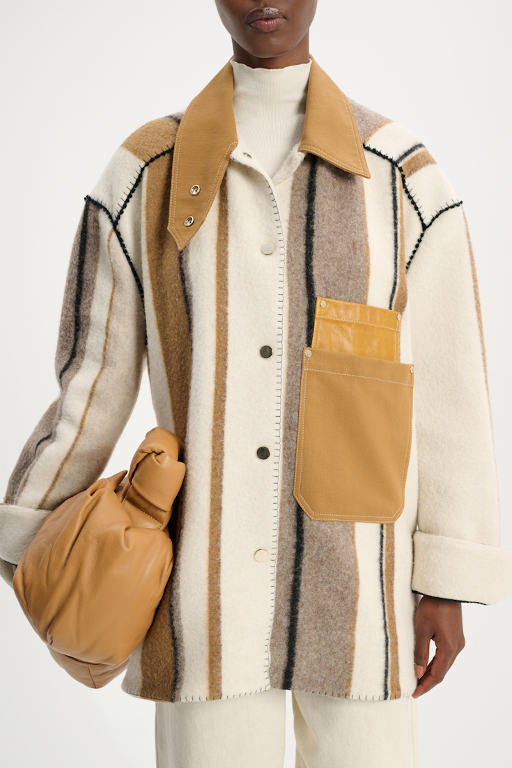 Dorothee Schumacher Jacket with leather details cream stripes