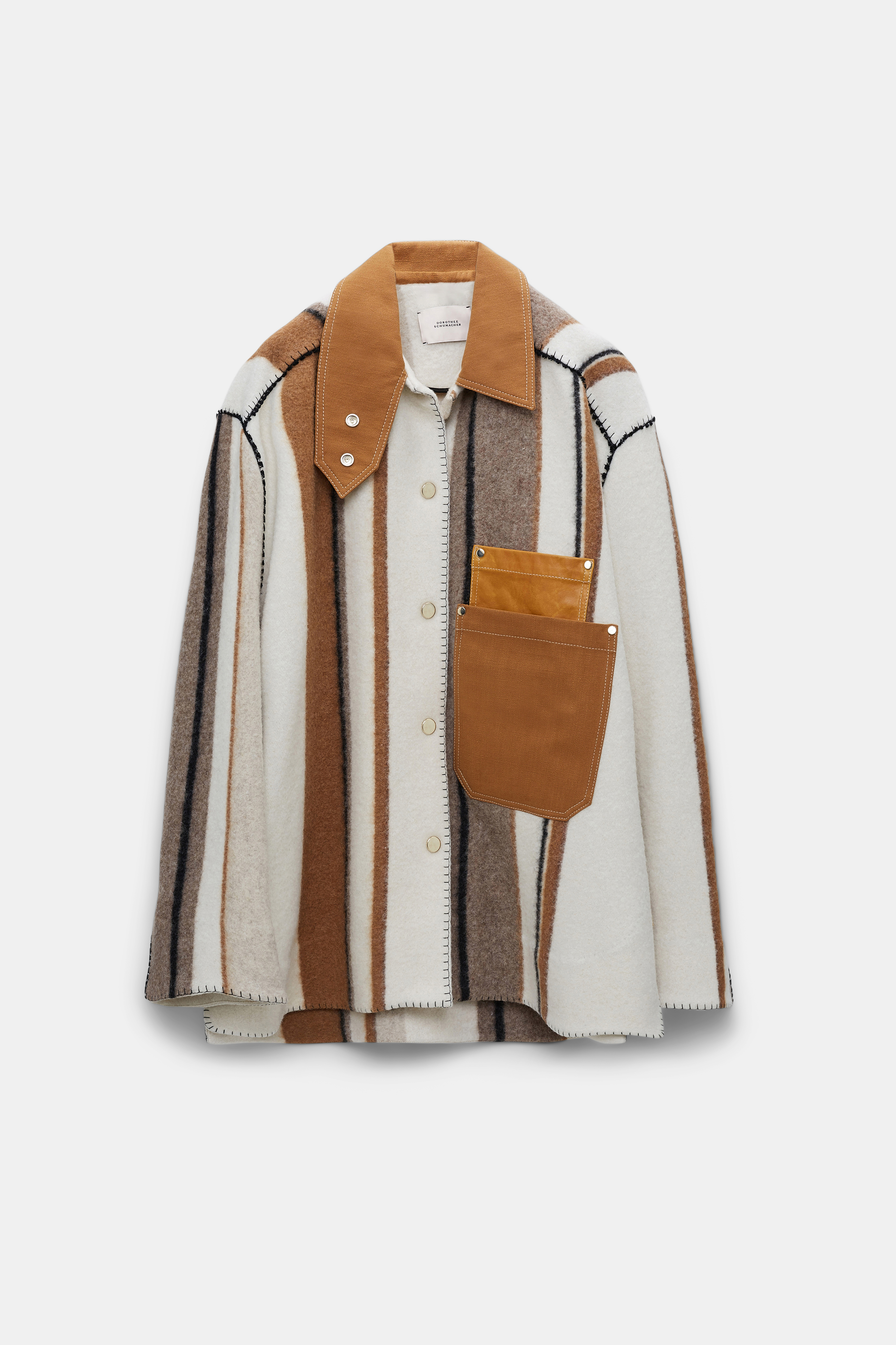 Dorothee Schumacher Jacket with leather details cream stripes