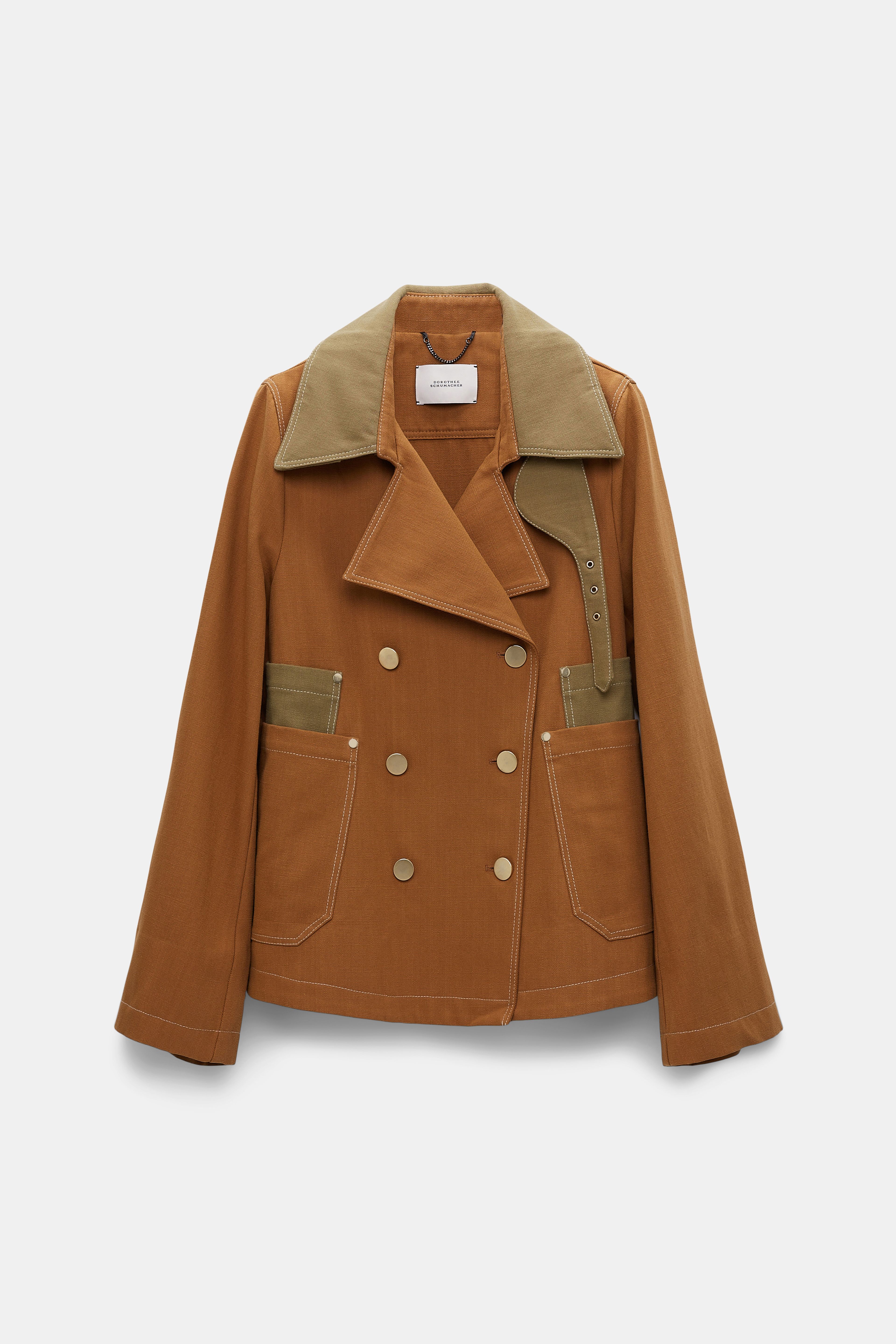 Dorothee Schumacher Double-breasted pea coat with contrast tonal trim cozy brown