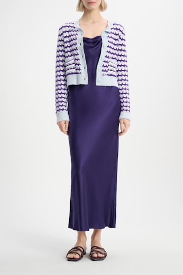 Dorothee Schumacher Silk charmeuse dress with a waterfall neckline dark purple
