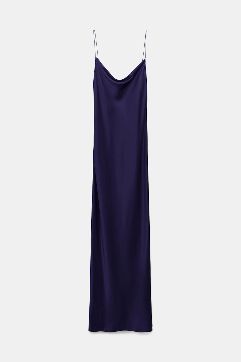 Dorothee Schumacher Silk Charmeuse Dress With A Waterfall Neckline In Violet
