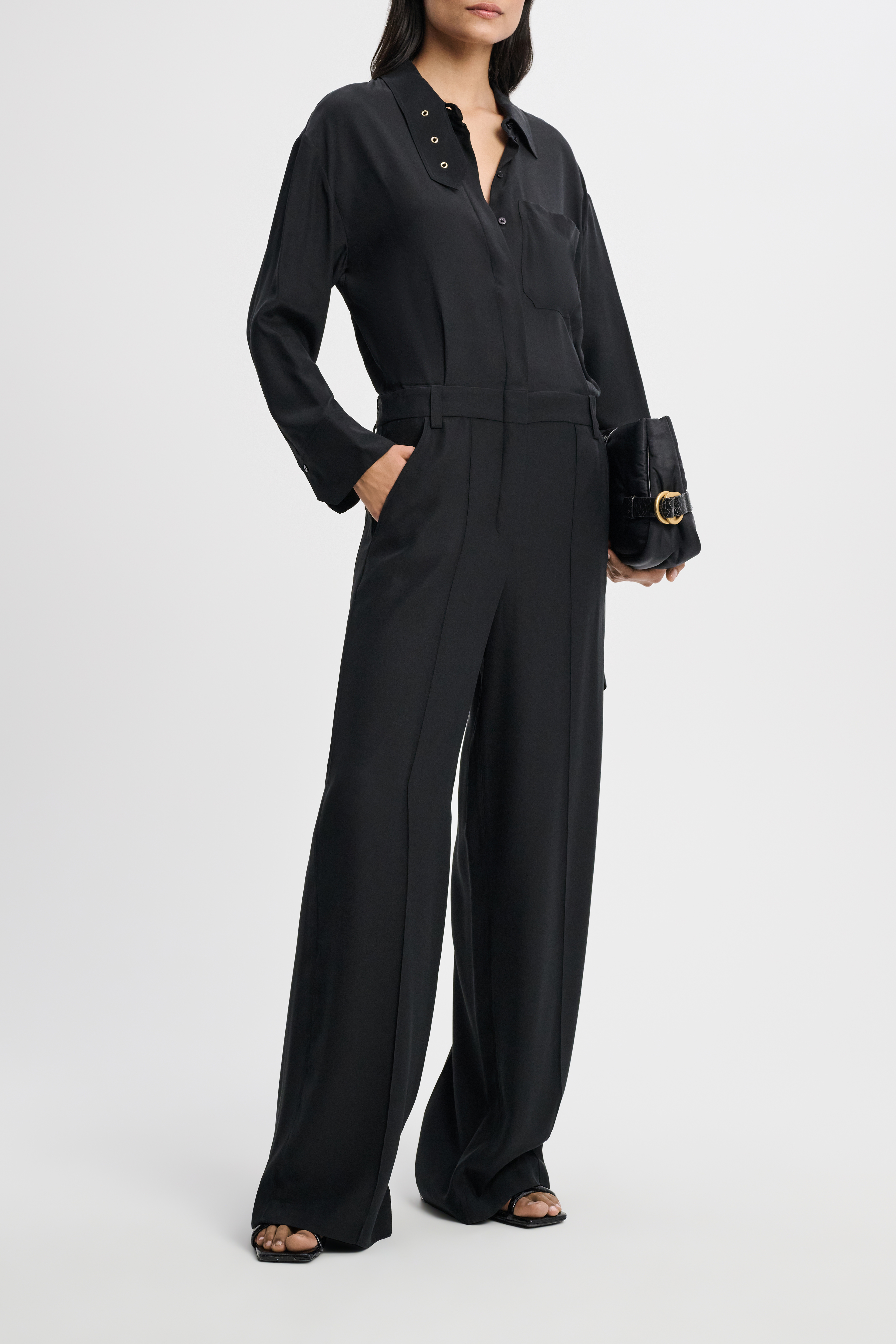 Dorothee Schumacher Silk charmeuse jumpsuit with collar