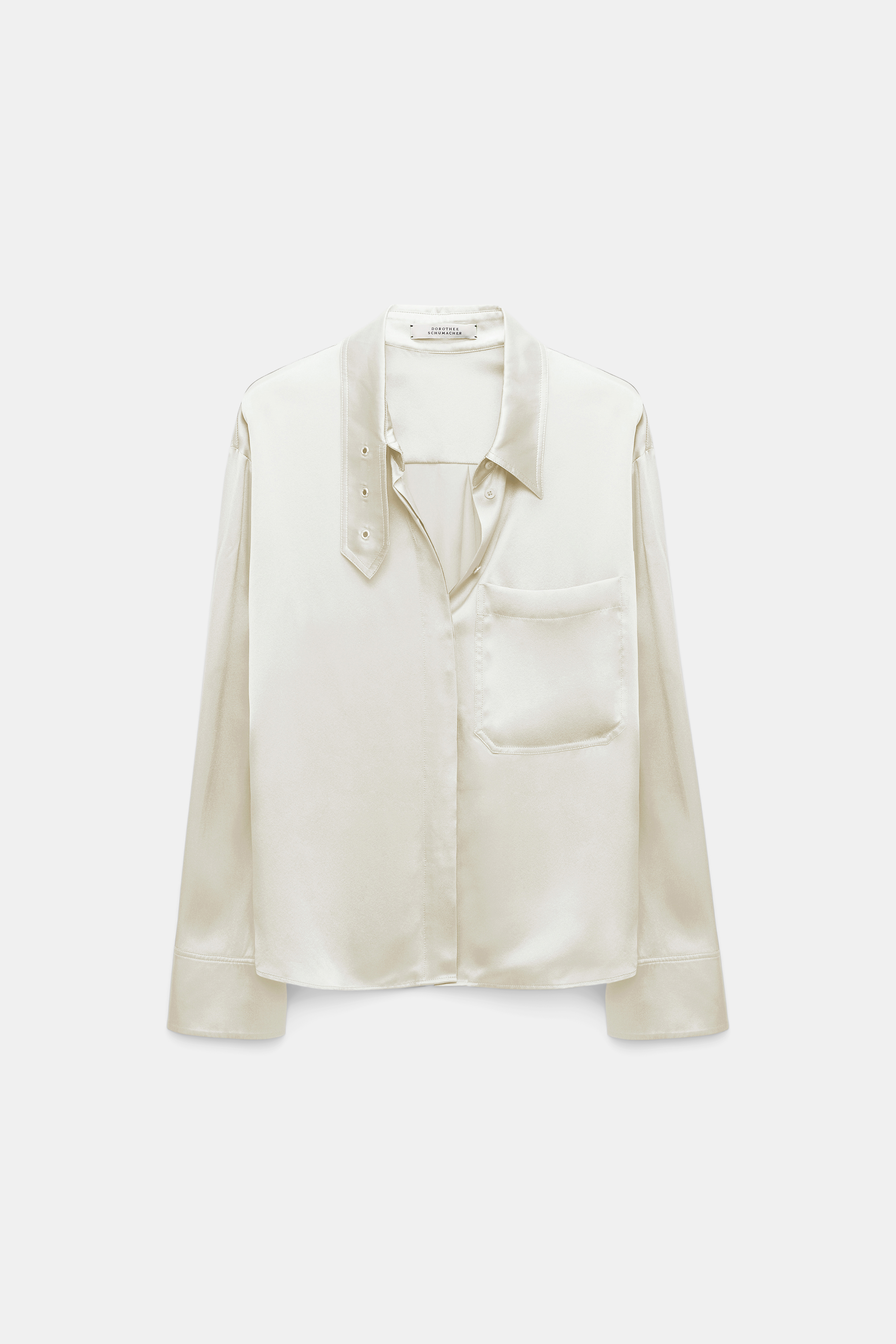Dorothee Schumacher Silk charmeuse blouse with collar detail shaded white