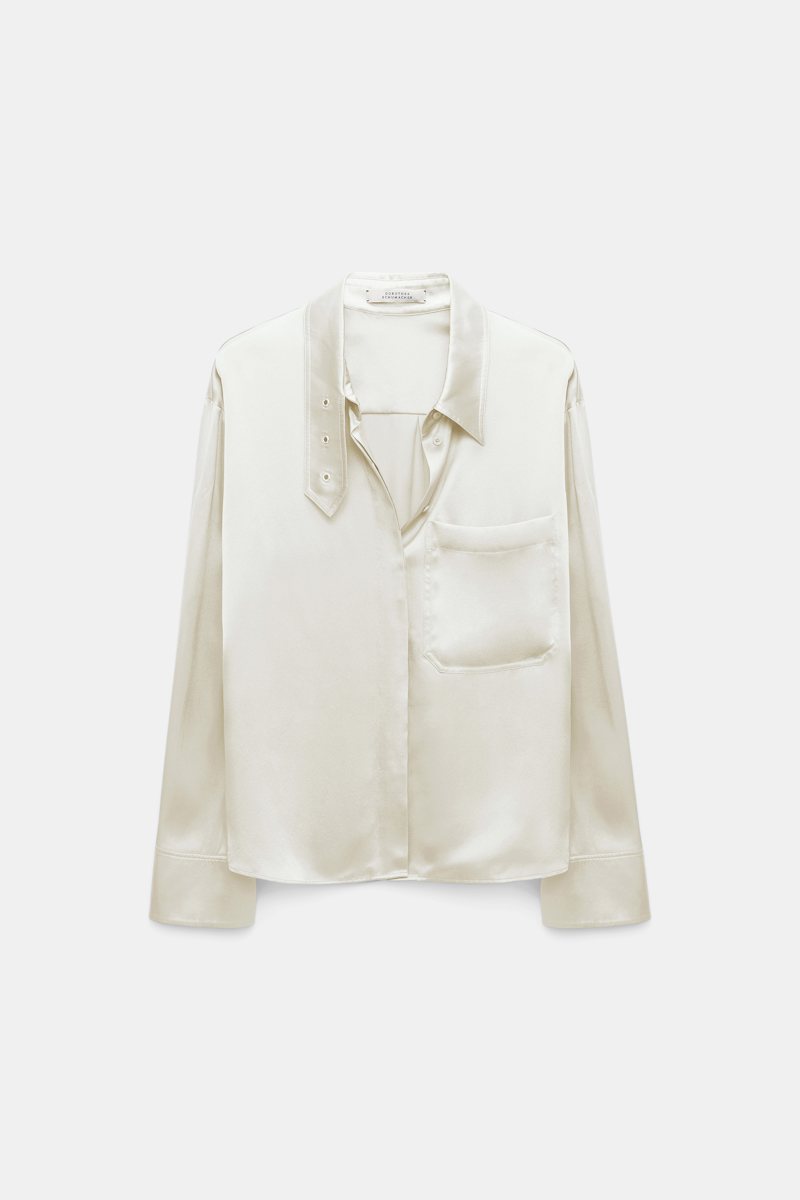 Dorothee Schumacher Silk Charmeuse Blouse With Collar Detail In White