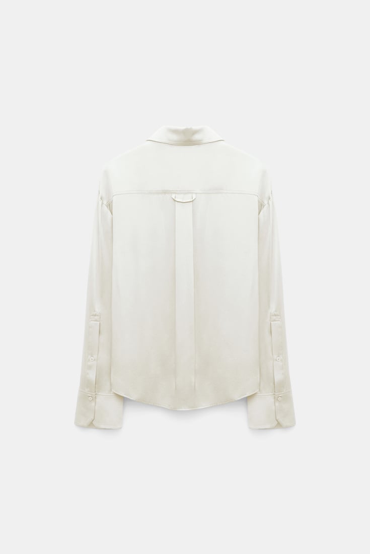 Dorothee Schumacher Silk charmeuse blouse with collar detail shaded white