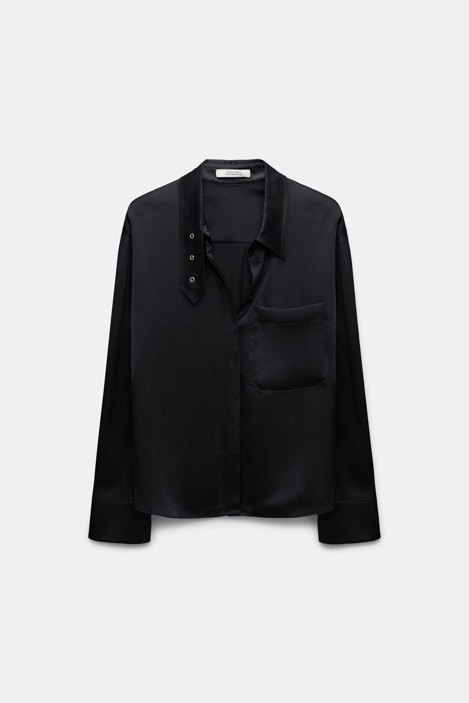 Dorothee Schumacher Silk charmeuse blouse with collar detail pure black