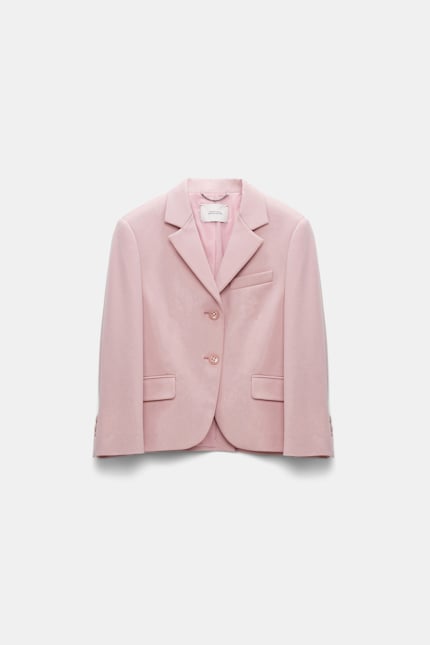 EMOTIONAL ESSENCE jacket Dorothee Schumacher Mini-Blazer aus Punto Milano light rose