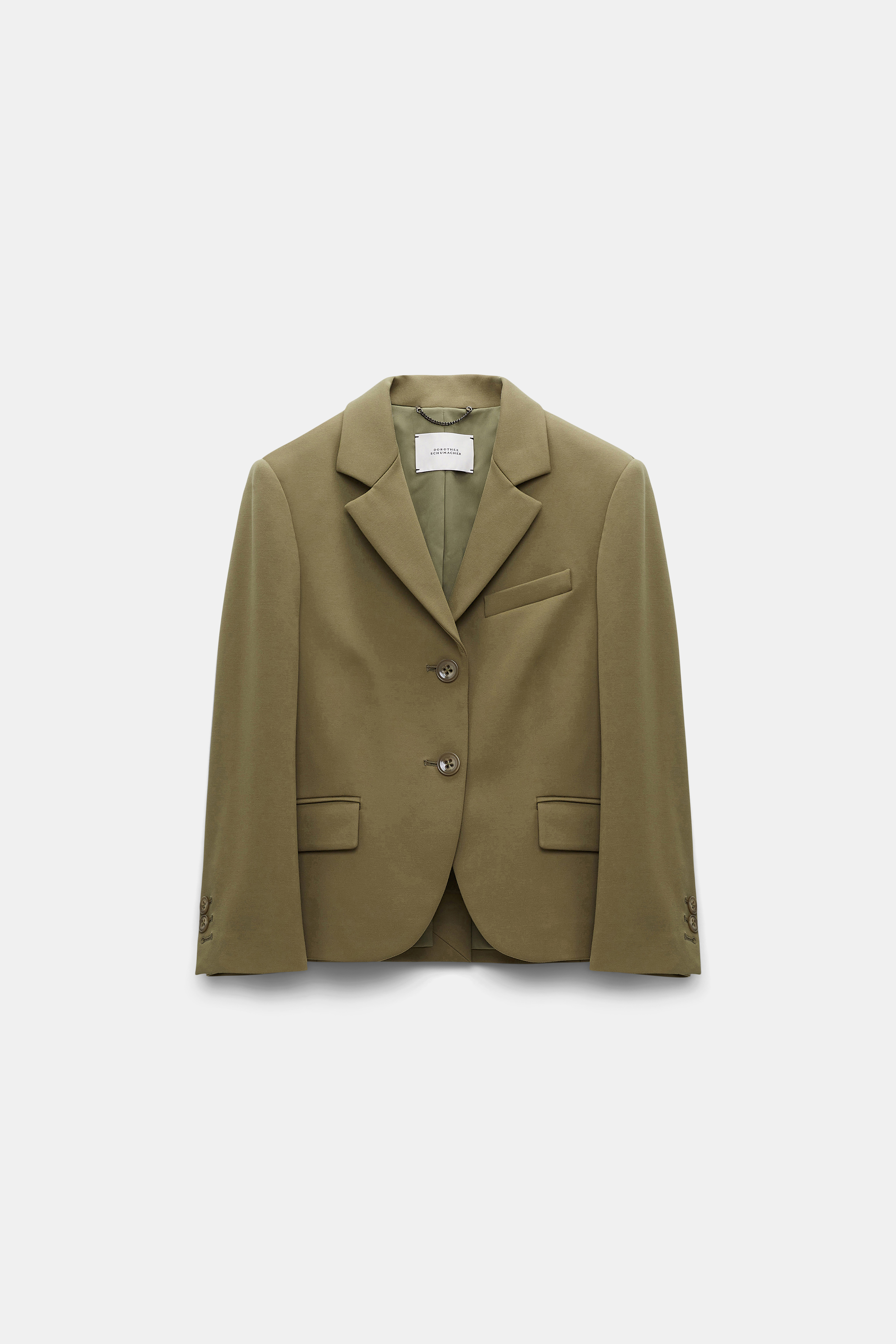 Dorothee Schumacher Cropped blazer in Punto Milano dark shiny khaki