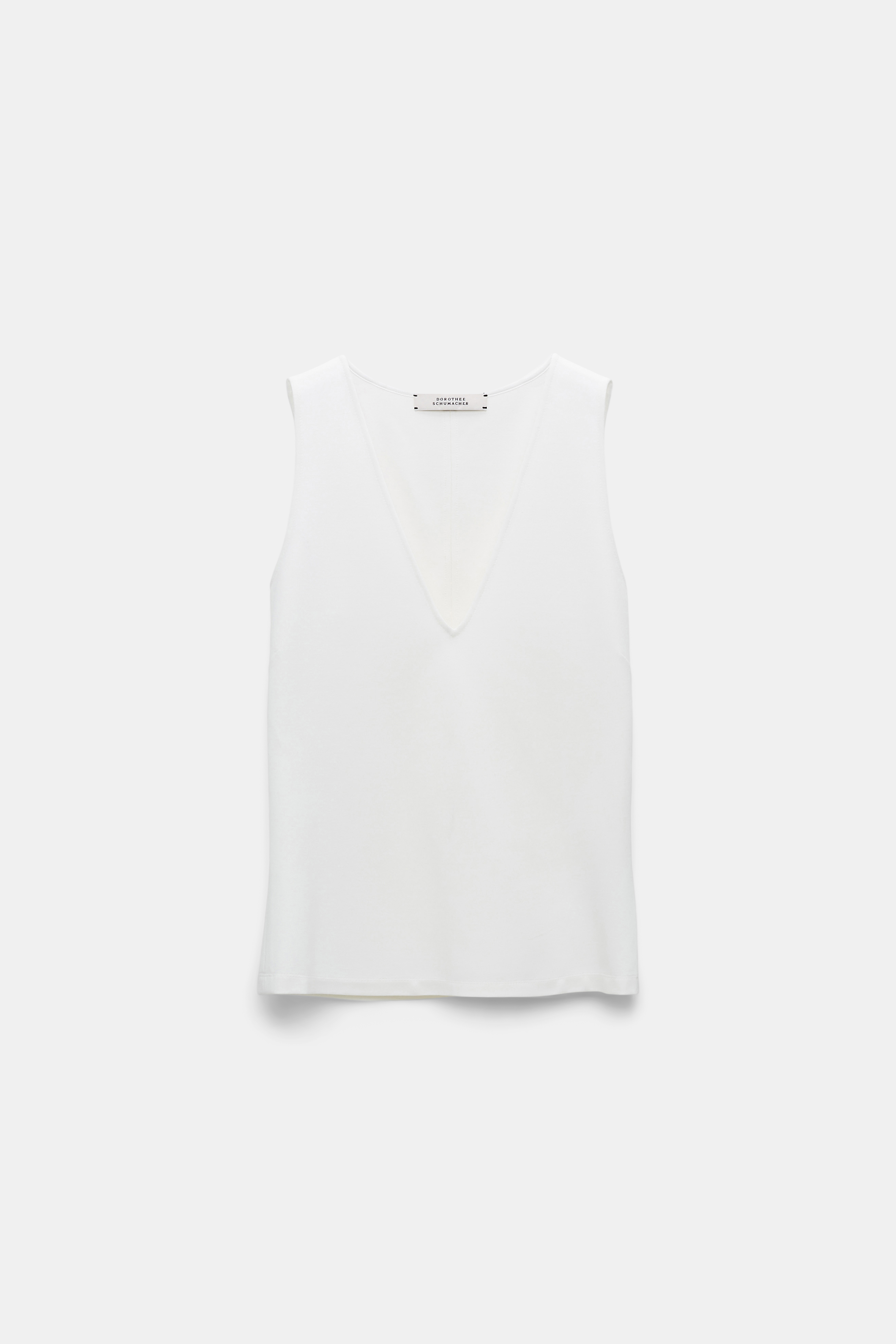 Dorothee Schumacher V-neck shell in Punto Milano camellia white