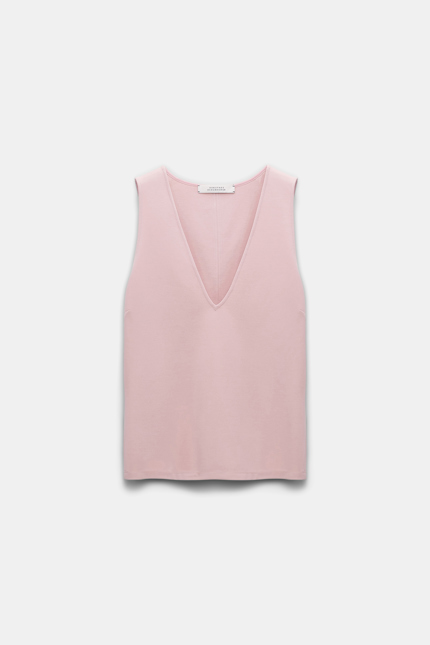 EMOTIONAL ESSENCE top Dorothee Schumacher Top mit V-Ausschnitt aus Punto Milano light rose
