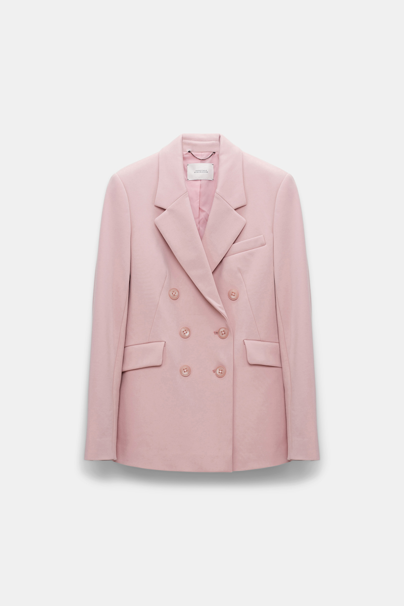 Dorothee Schumacher Double-breasted Blazer In Punto Milano In Light Pink