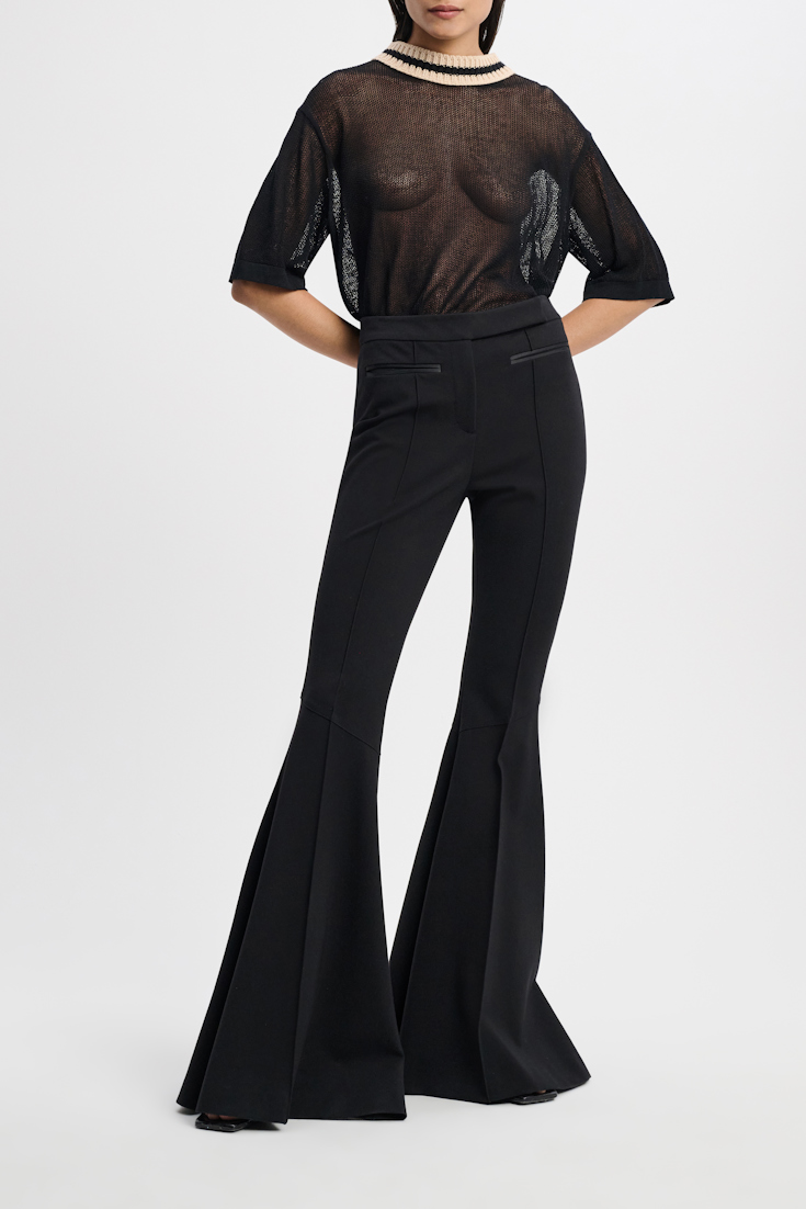 Dorothee Schumacher Flared wide leg pants in Punto Milano pure black