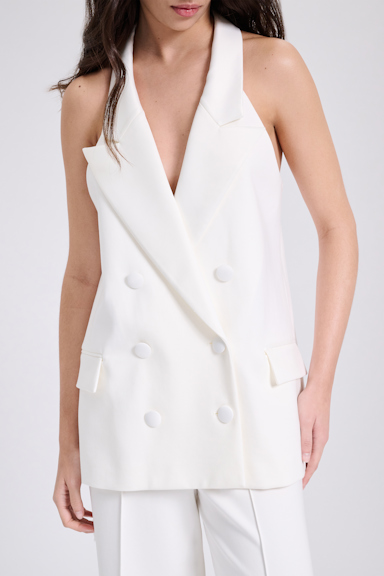 Dorothee Schumacher Double-breasted tuxedo-style vest camellia white