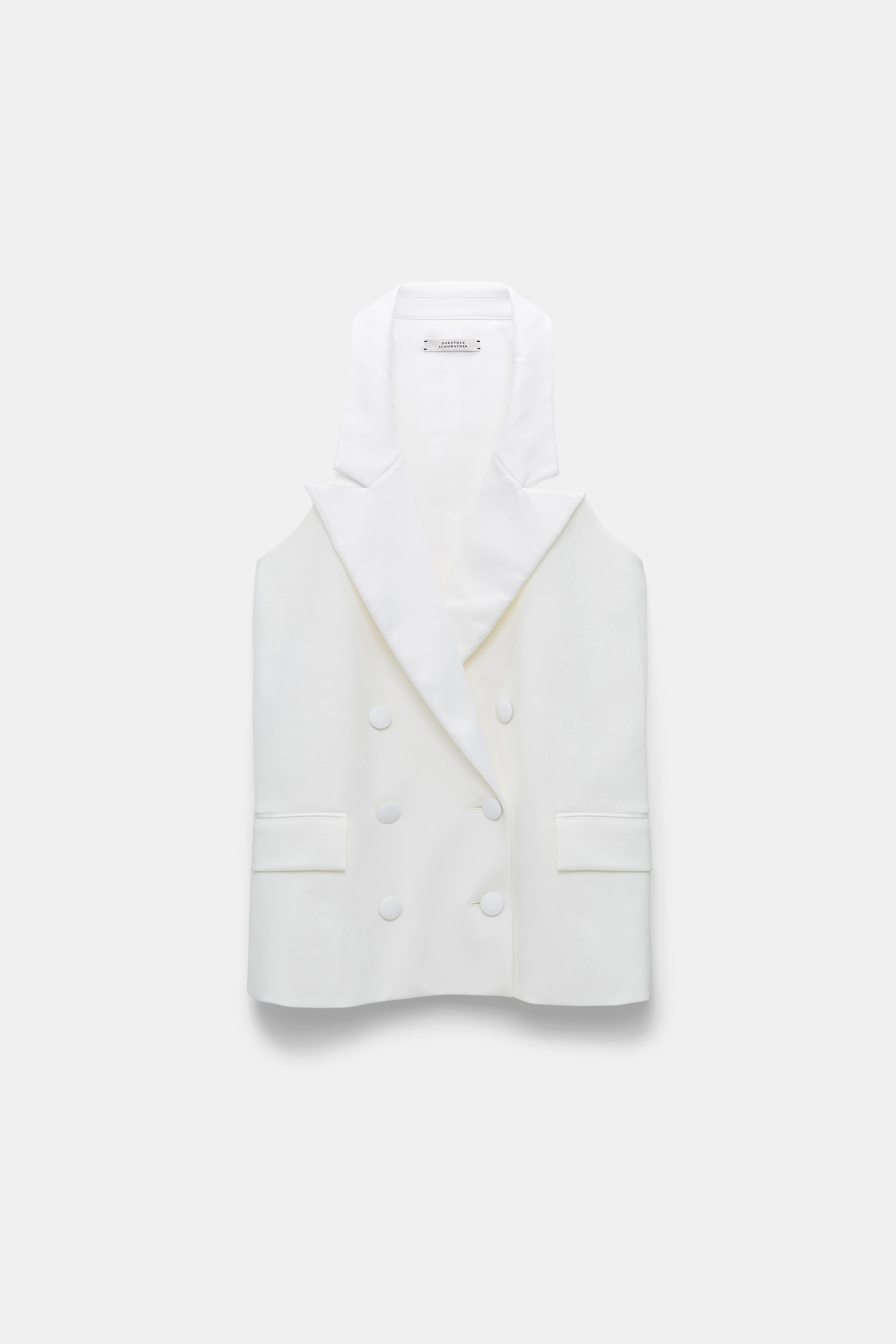 Dorothee Schumacher Double-breasted tuxedo-style vest camellia white
