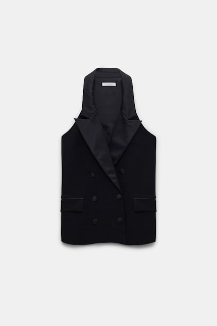 EMOTIONAL ESSENCE vest Dorothee Schumacher Double-breasted tuxedo-style vest pure black