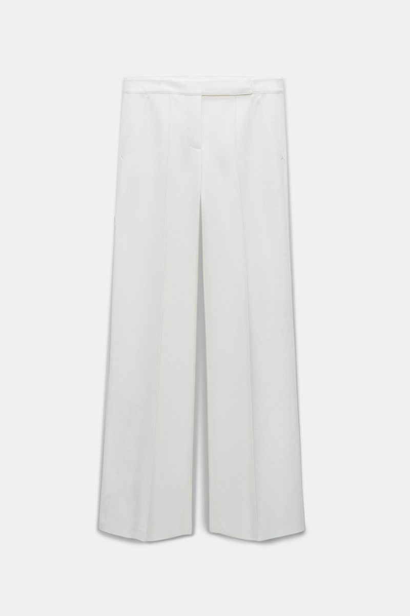 Dorothee Schumacher Wide Leg Pants In Punto Milano With Pintucks In White