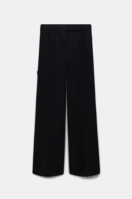 EMOTIONAL ESSENCE pants Dorothee Schumacher Wide leg pants in Punto Milano with pintucks pure black