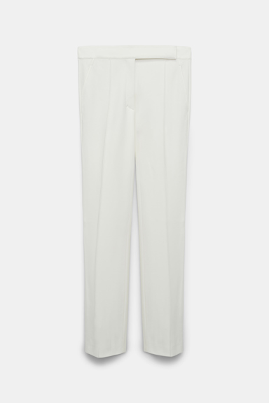 Dorothee Schumacher Slim fit pants in Punto Milano with pintucks camellia white