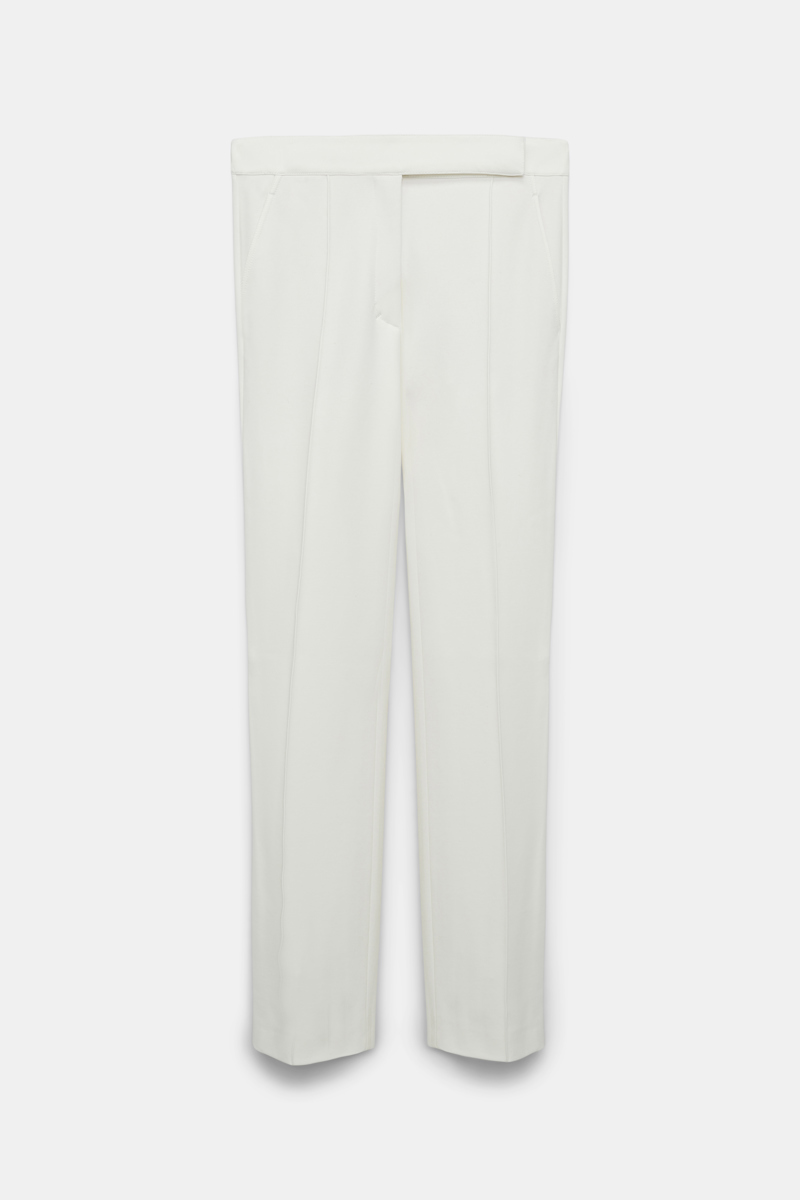 Dorothee Schumacher Slim Fit Pants In Punto Milano With Pintucks In White