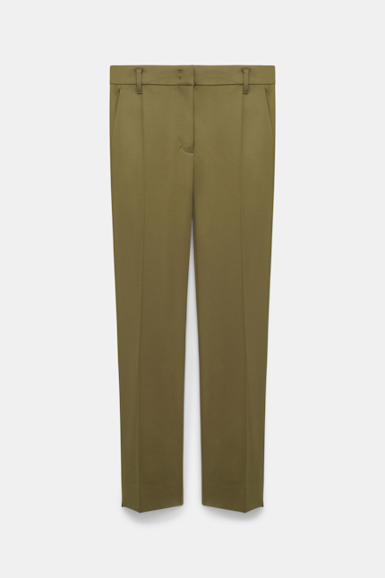 EMOTIONAL ESSENCE pants Dorothee Schumacher Cigarette pants in Punto Milano dark shiny khaki