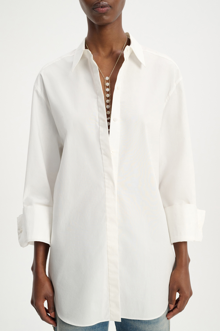Dorothee Schumacher Casual shirt with pineapple embroidery on the back pure white