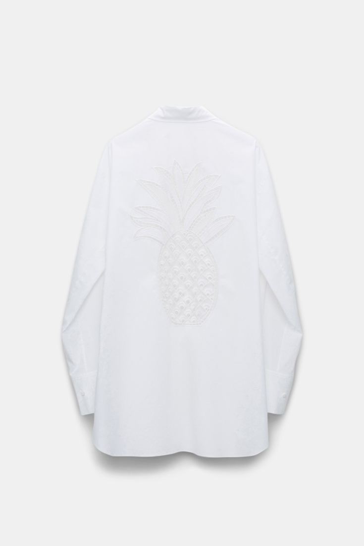 Dorothee Schumacher Hemd mit Ananas Stickerei hinten pure white