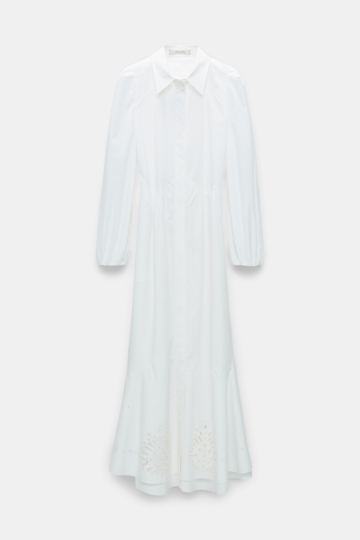 Dorothee Schumacher Hemdblusenkleid mit Stickerei am Saum pure white