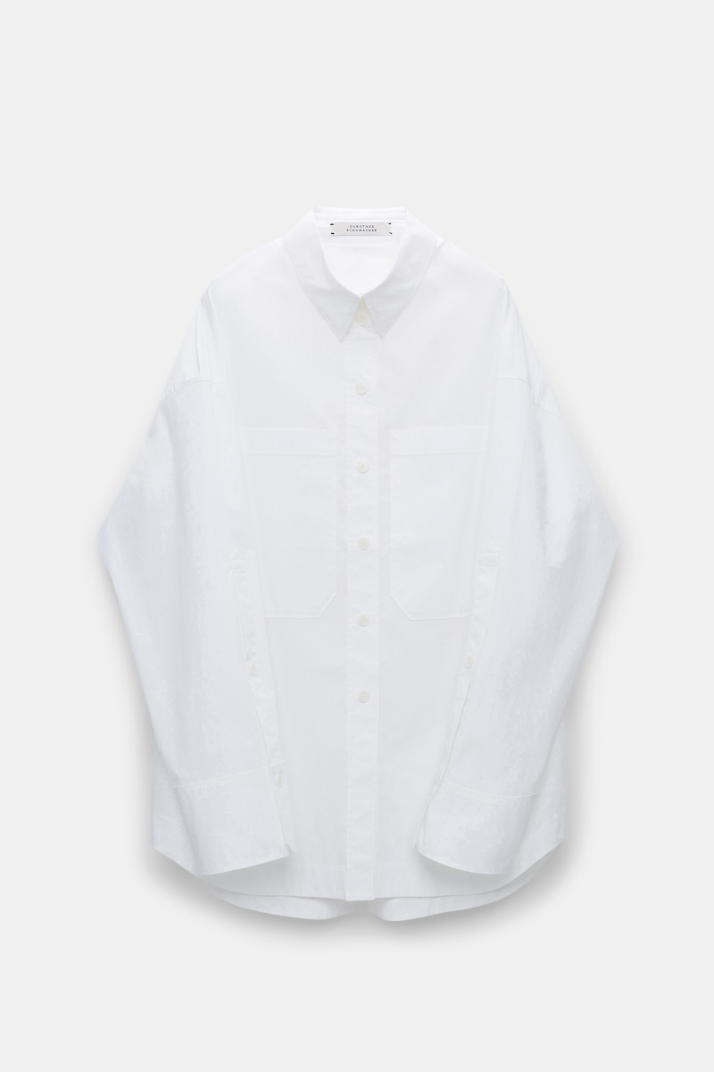 Dorothee Schumacher Oversized Shirt In Cotton Poplin With Patch Pockets In White
