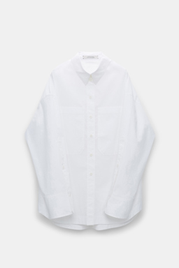 Dorothee Schumacher Oversized shirt in cotton poplin with patch pockets pure white