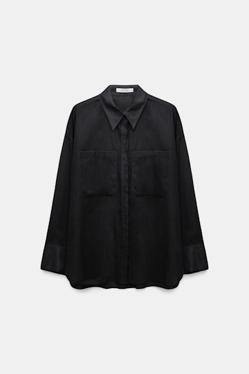 Dorothee Schumacher Oversized shirt in cotton voile pure black