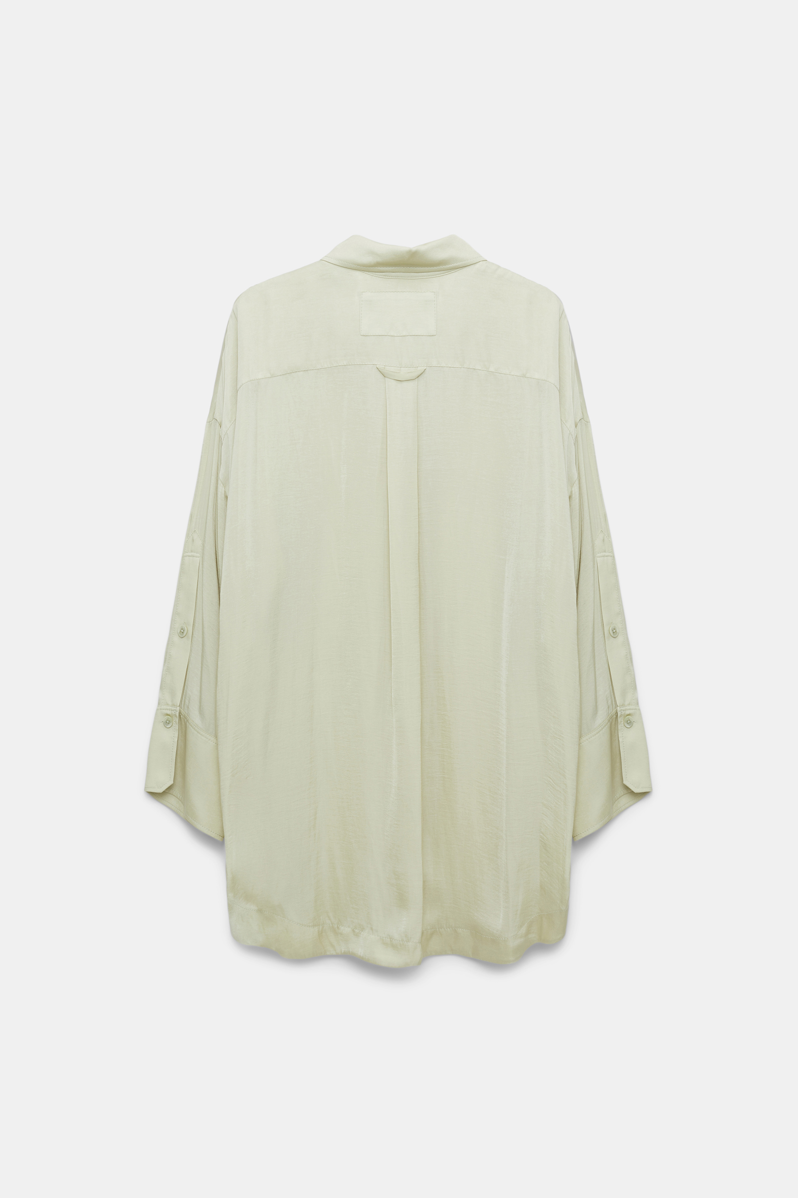 Dorothee Schumacher Oversized shirt in crinkle satin with patch pockets light lime