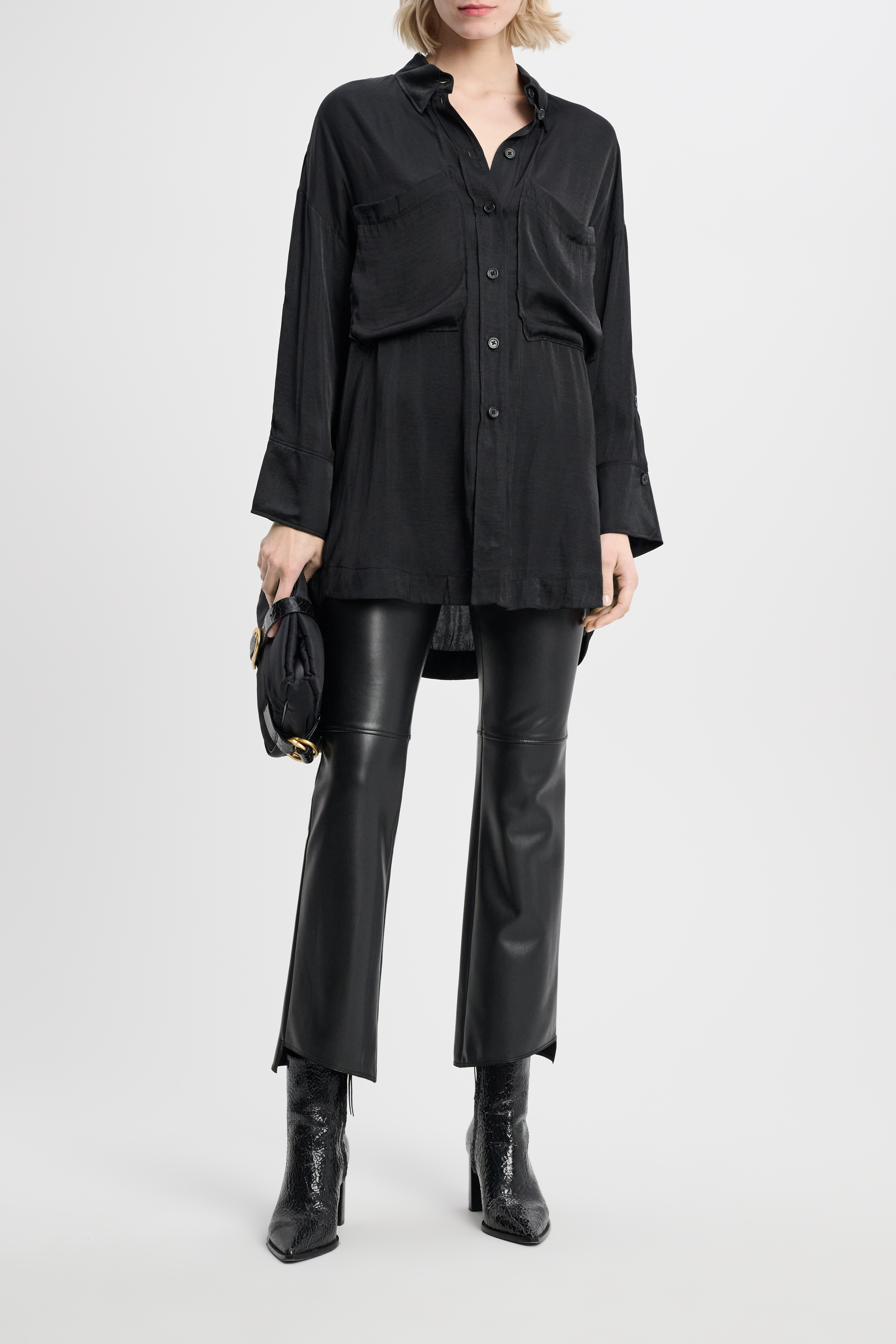 Dorothee Schumacher Oversized shirt in crinkle satin with patch