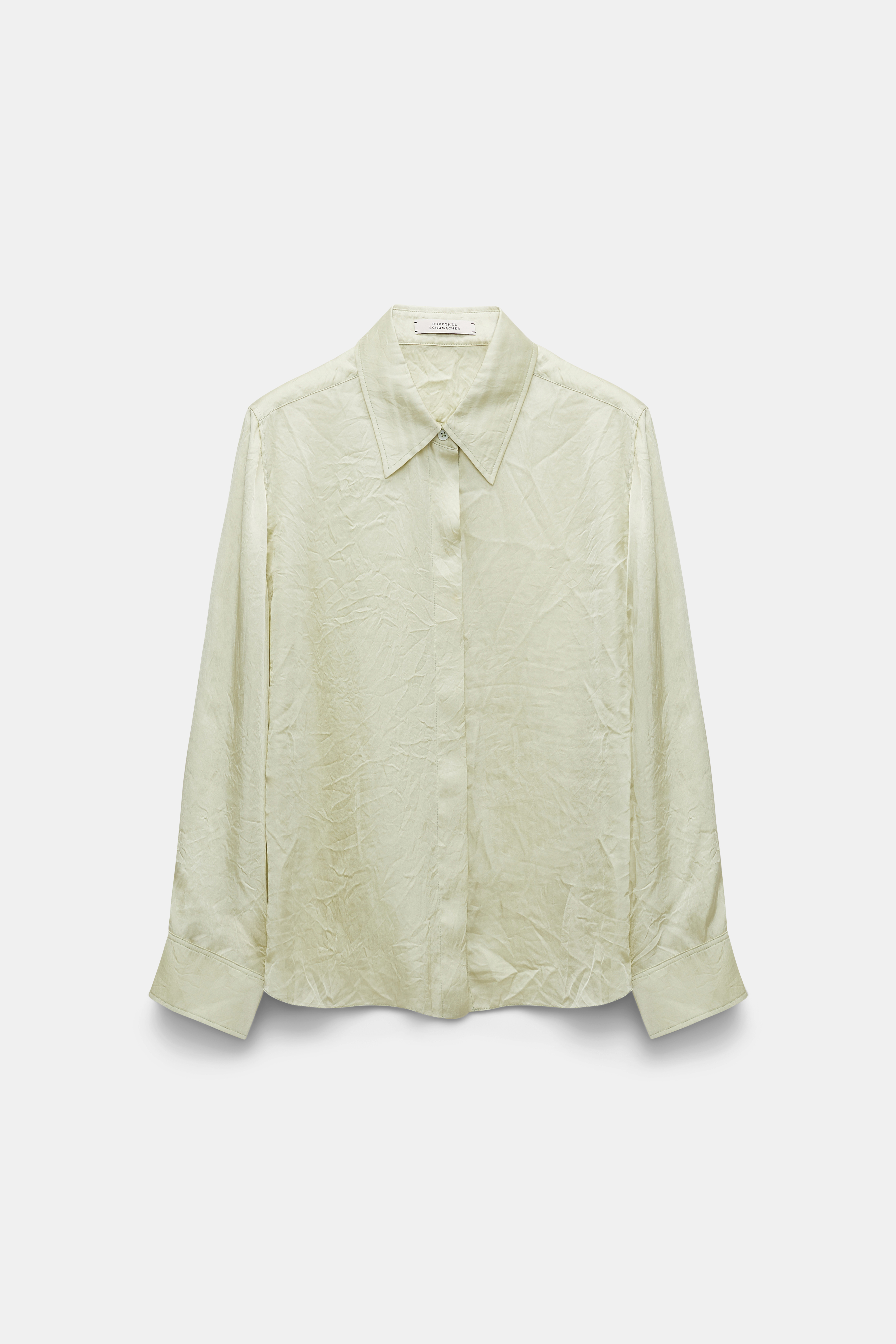 Dorothee Schumacher Oversized shirt in crinkle satin with patch pockets light lime