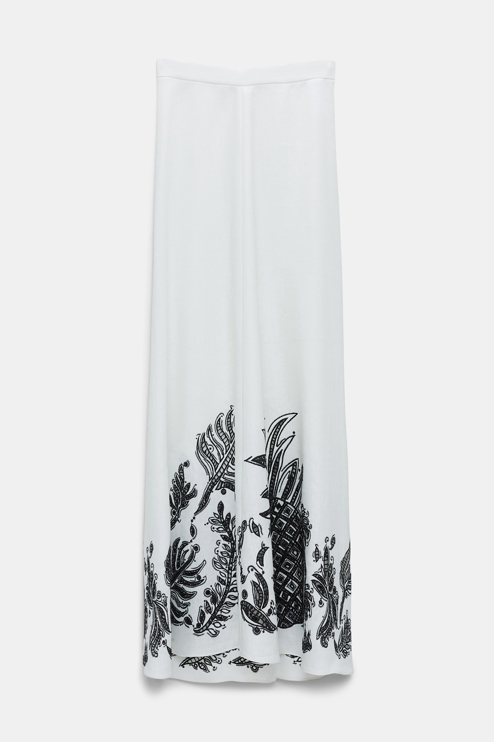 Dorothee Schumacher Linen midi skirt with contrast broderie anglaise camellia white