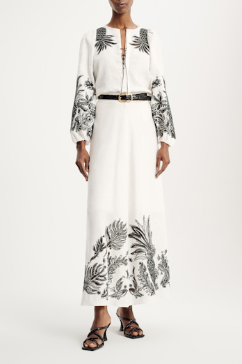 Dorothee Schumacher Linen blouse with contrast broderie anglaise camellia white