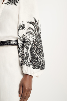 Dorothee Schumacher Linen blouse with contrast broderie anglaise camellia white