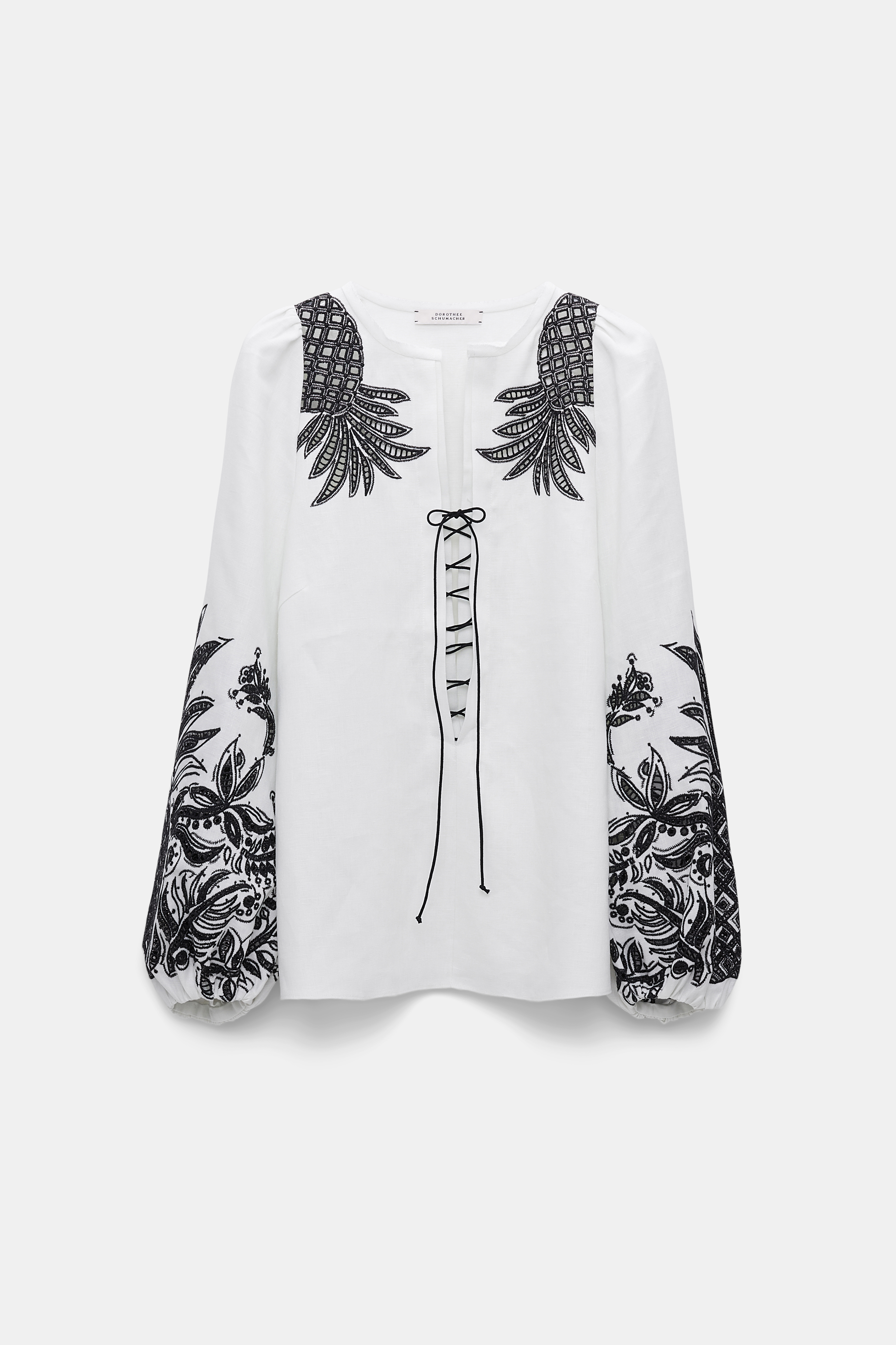 Dorothee Schumacher Linen blouse with contrast broderie anglaise camellia white