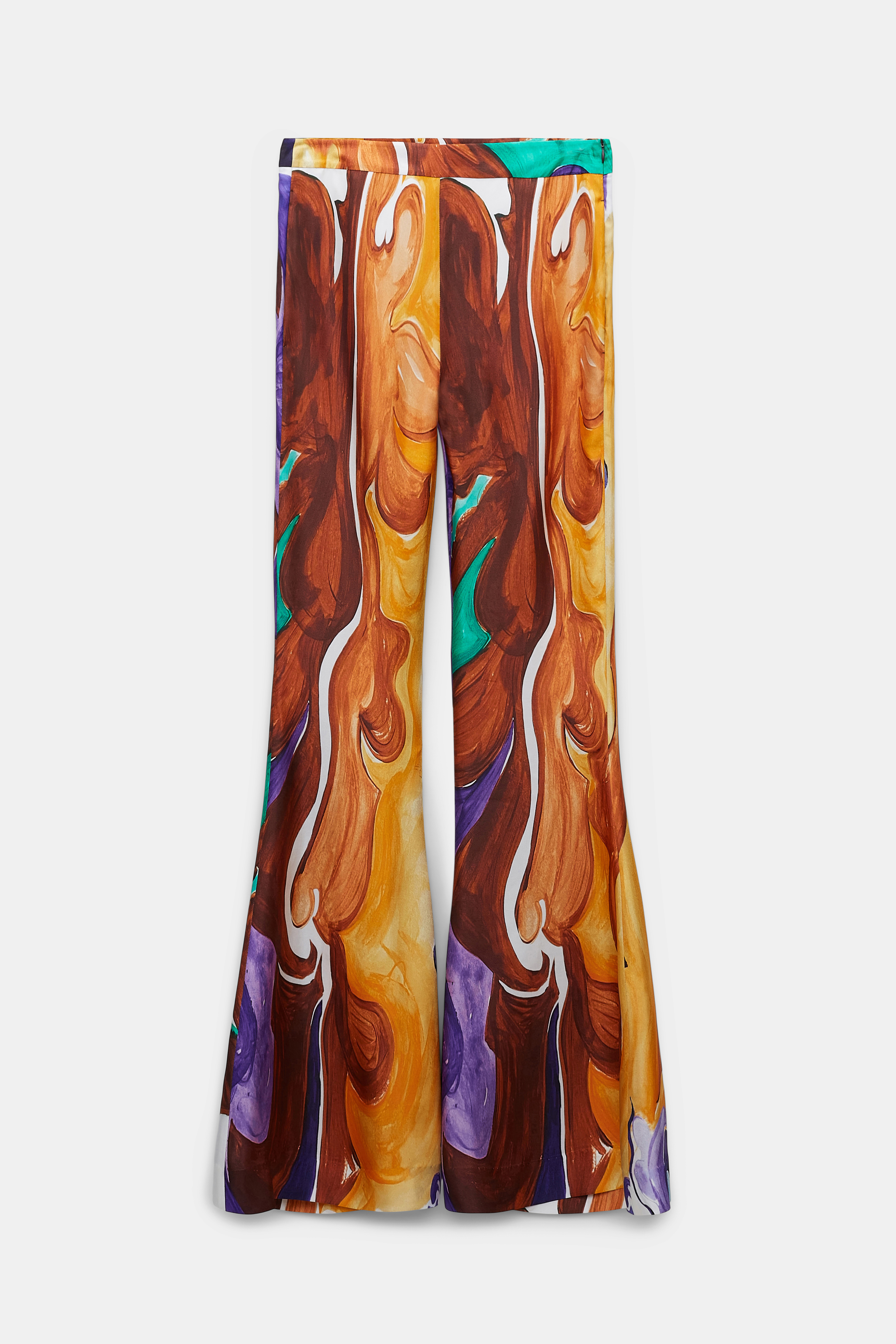 Dorothee Schumacher Bootcut Hose aus Seidentwill mit Signature-Print rainbow flames