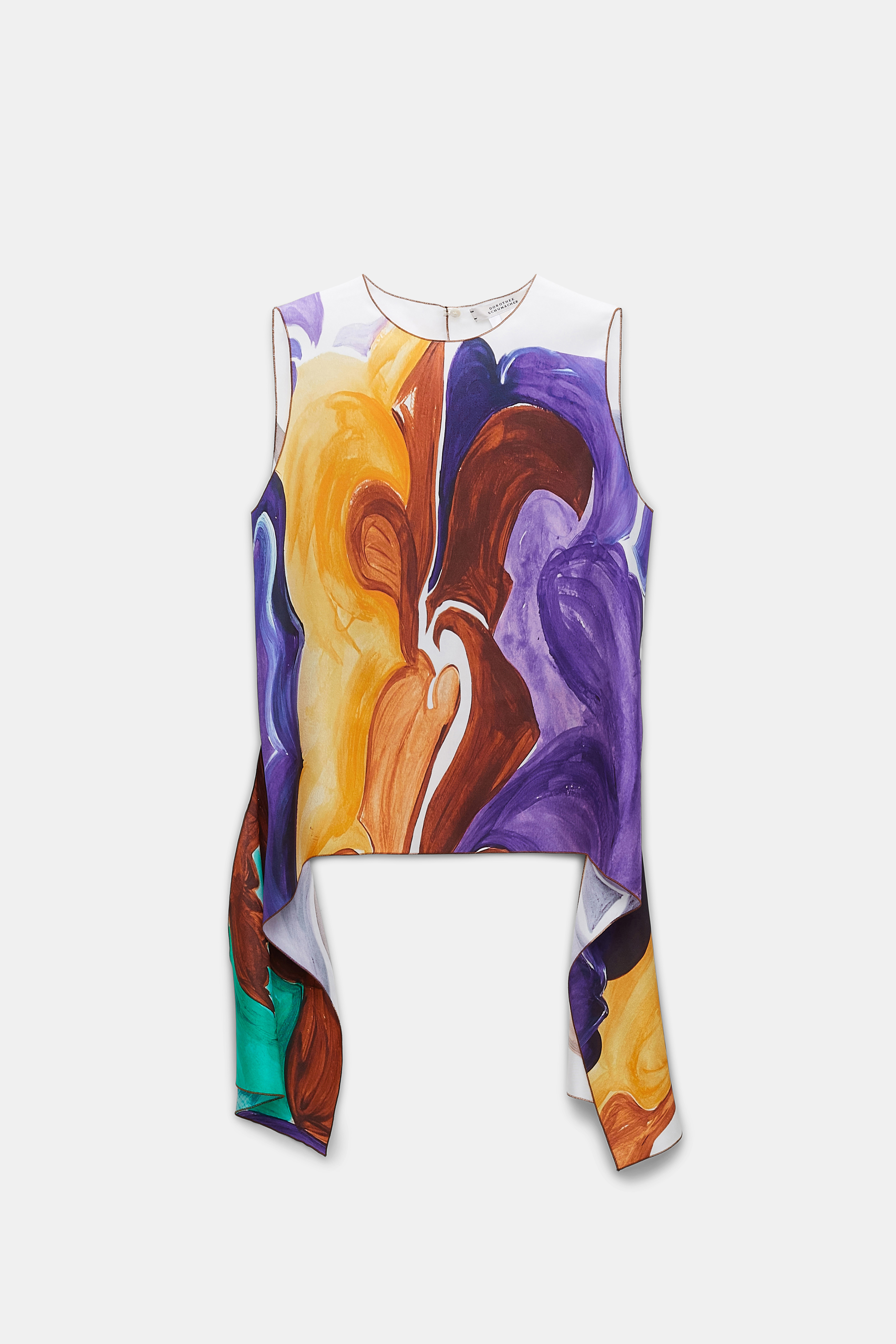 Dorothee Schumacher Silk twill shell with a knotted tie at the back rainbow flames