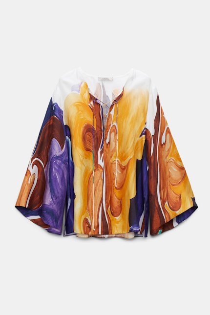 RAINBOW DREAMS blouse Dorothee Schumacher Silk twill caftan blouse rainbow flames