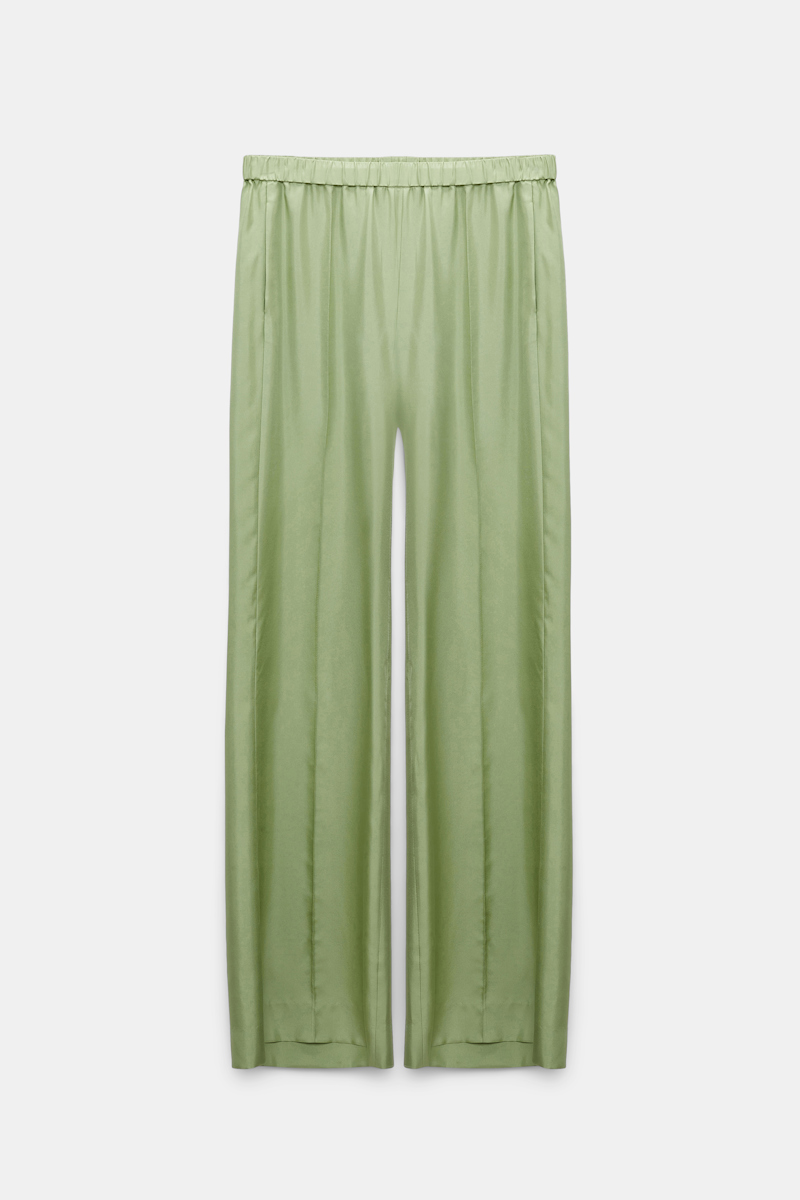 Dorothee Schumacher Silk Twill Pants In Green