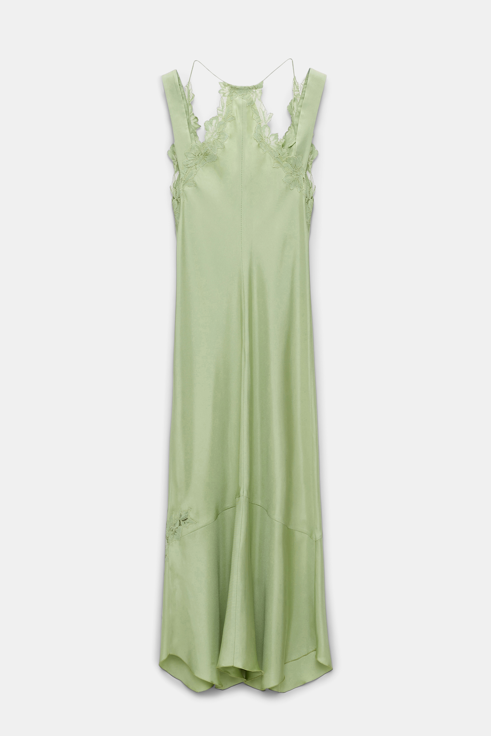 Dorothee Schumacher Silk twill lingerie-style dress with details in lace happy green