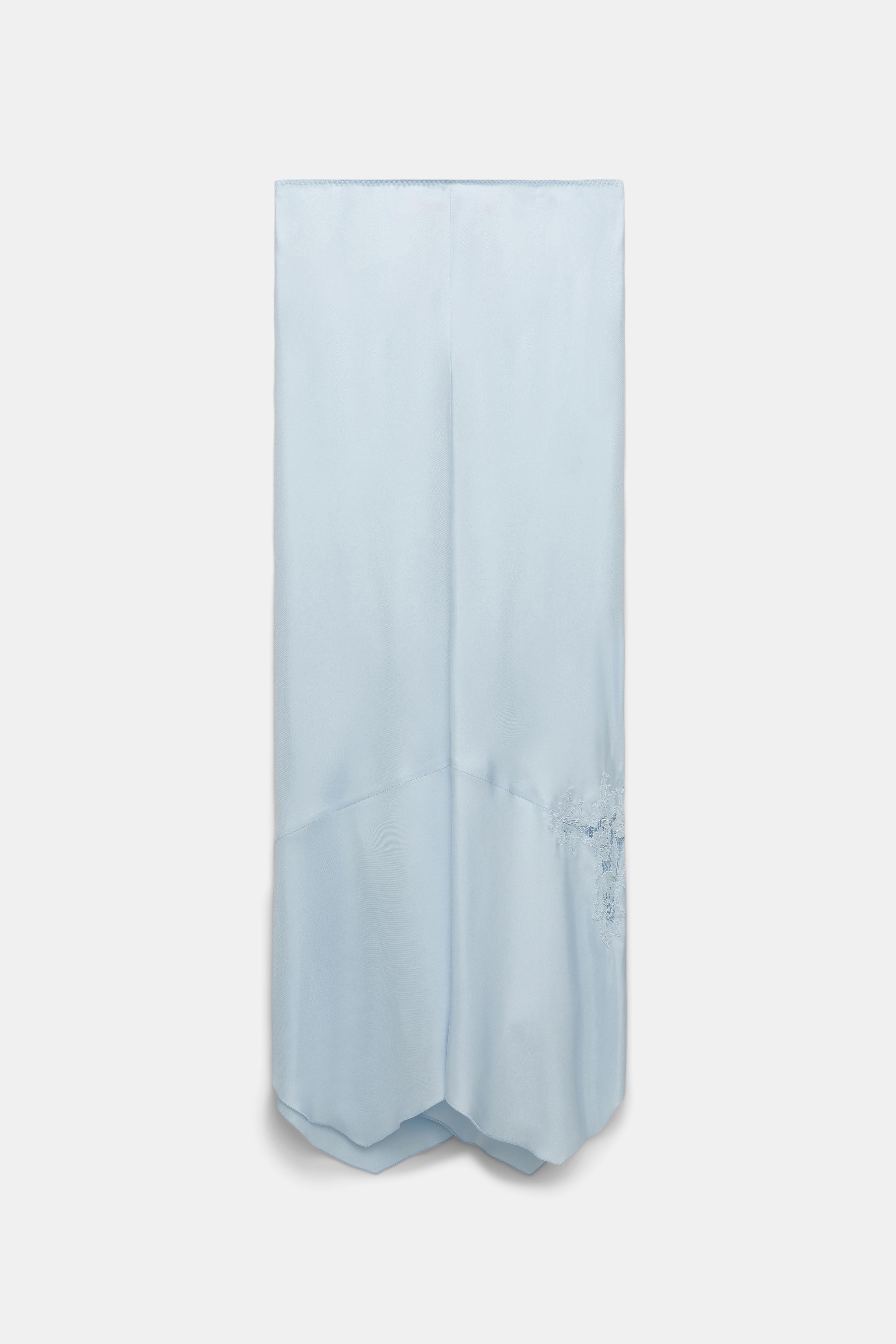 Dorothee Schumacher Silk twill lingerie skirt with an asymmetric lace insert soft blue